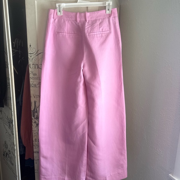 NWT Reiss Raine Tailored Pink Wide-Leg Linen Blend Trouser Pants - Picture 6 of 16